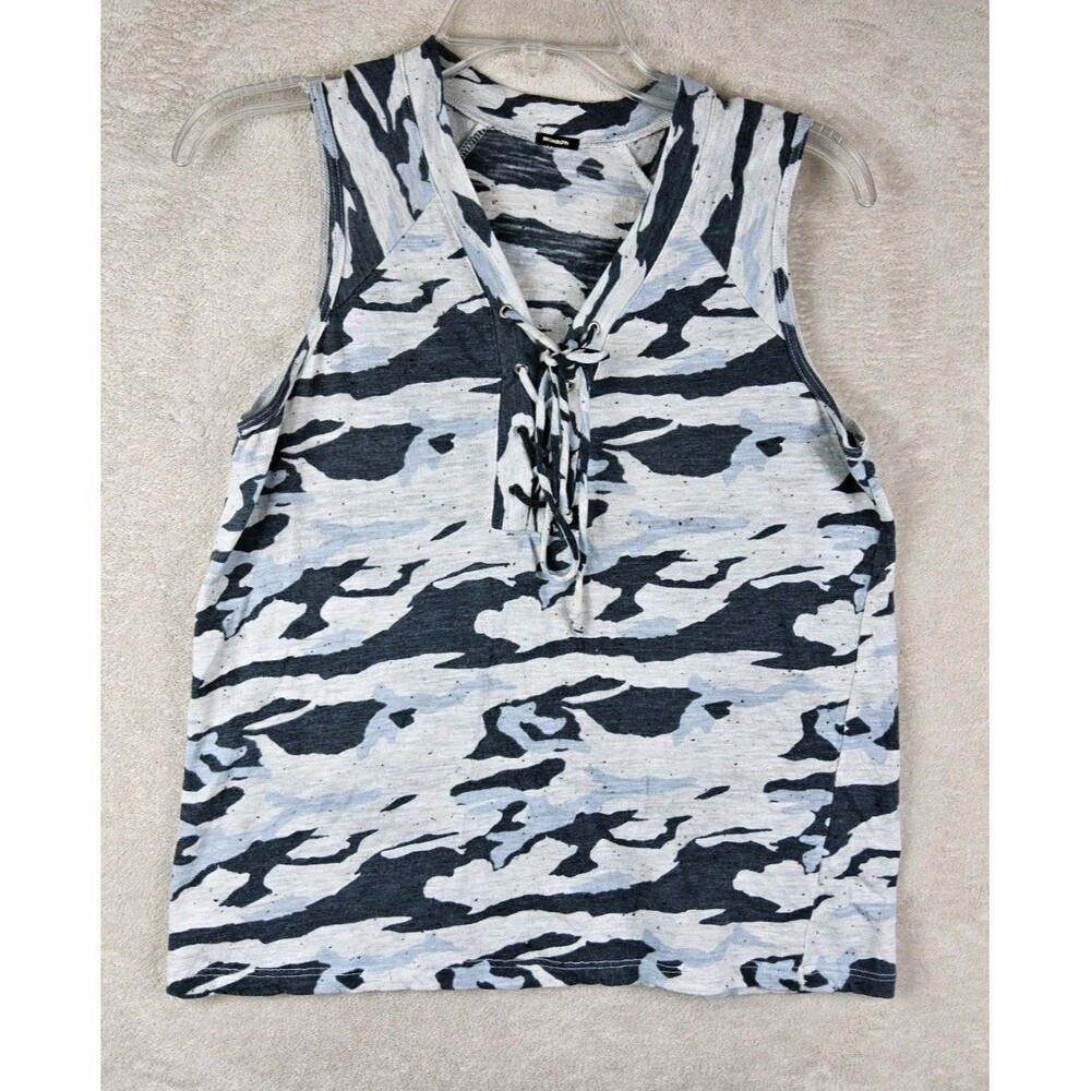 Monrow Women's Sleeveless Lace Front Camo Camouflage Top Size XS